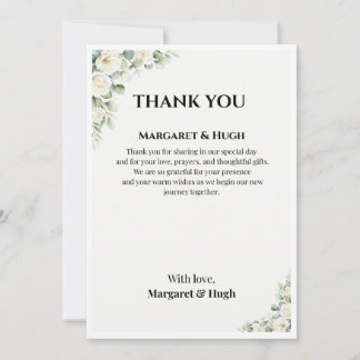 Elegant Floral Wedding Thank You Card Inbjudningar