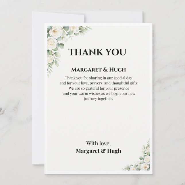 Elegant Floral Wedding Thank You Card Inbjudningar (Framsida)