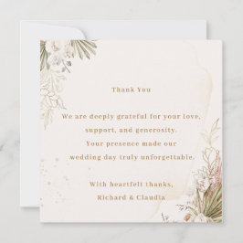 Elegant Floral Wedding Thank You Card  Tack Kort