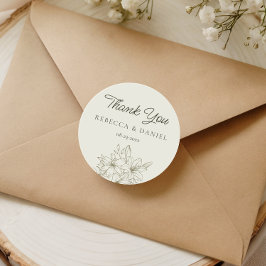 Elegant Floral Wedding Thank You Favor Sticker Runt Klistermärke