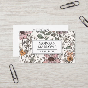 Elegant Floral Wildflower Botanical Visitkort