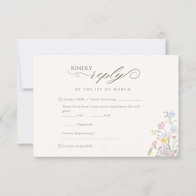 Elegant Floral Wildflower Calligraphy OSA Kort (Framsida)