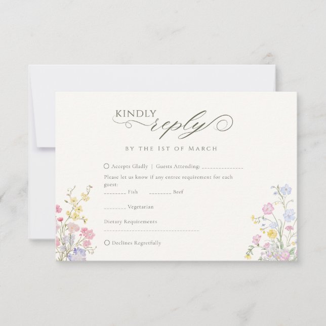 Elegant Floral Wildflower Calligraphy QR Code OSA Kort (Framsida)
