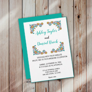 Elegant floral wreath botanical blossoms Wedding Inbjudningar