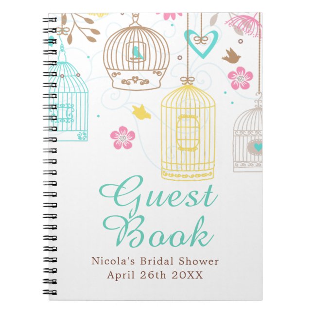 Elegant Floral Yellow and Pink Bridal Shower Anteckningsbok (Framsidan)