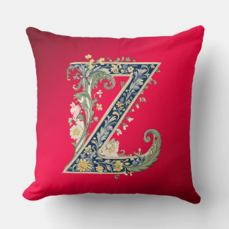 Elegant Floral Z Monogram Throw Pillow Kudde