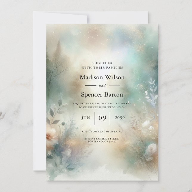 Elegant Florals in a Woodland Realm Wedding Inbjudningar (Framsida)