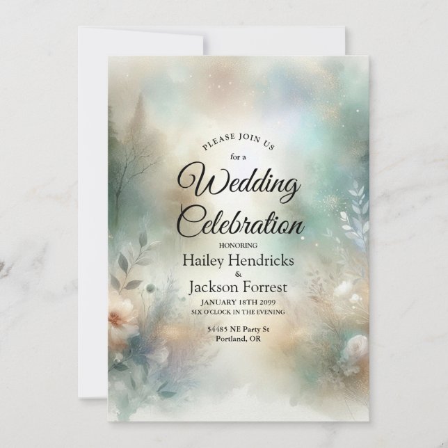 Elegant Florals in a Woodland Realm Wedding Inbjudningar (Framsida)