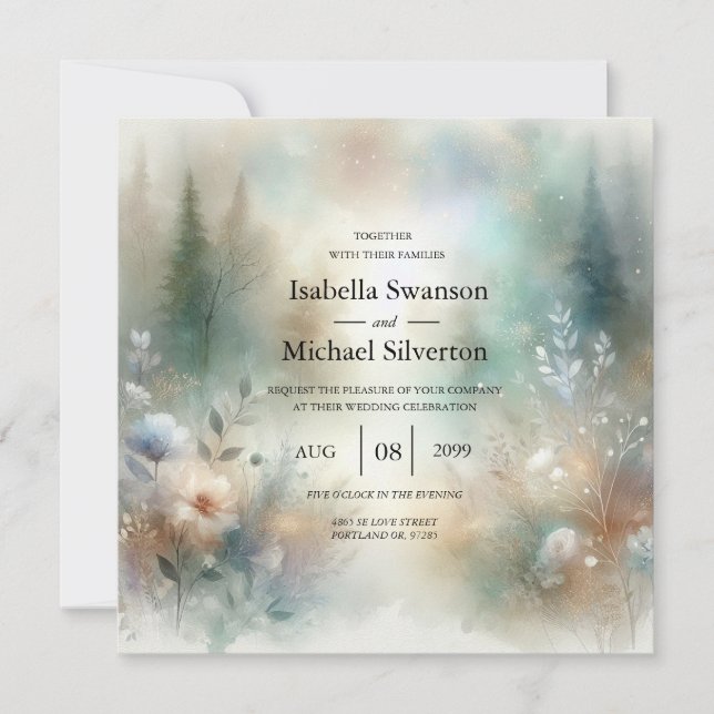Elegant Florals in a Woodland Realm Wedding Inbjudningar (Framsida)