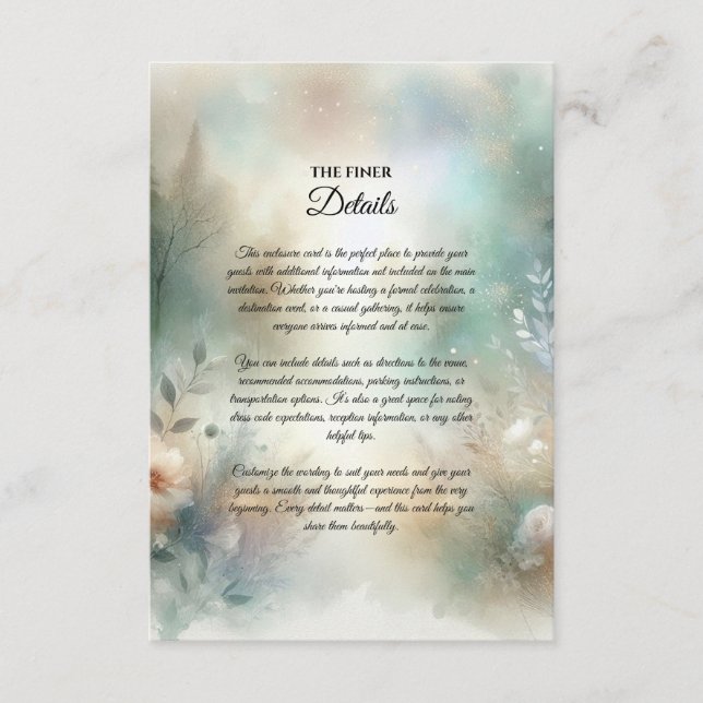 Elegant Florals in a Woodland Realm Wedding Tilläggskort (Framsida)