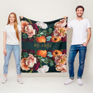 Elegant floralt botaniskt rustikt bröllop för herr fleecefilt