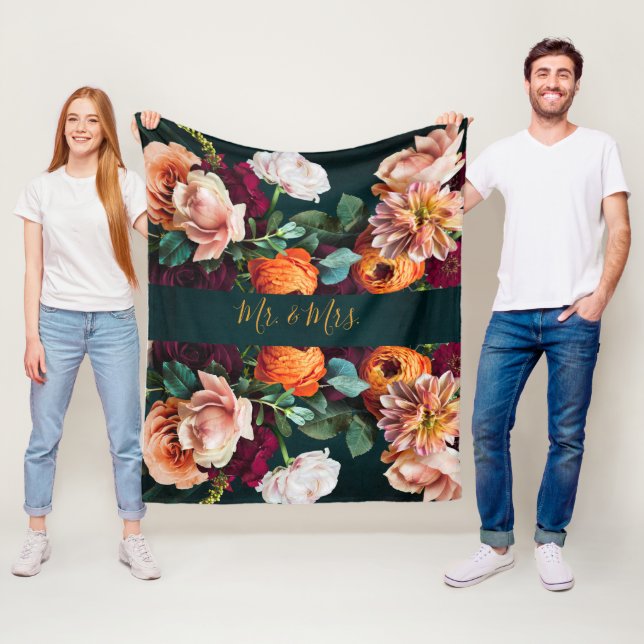 Elegant floralt botaniskt rustikt bröllop för herr fleecefilt (På plats)