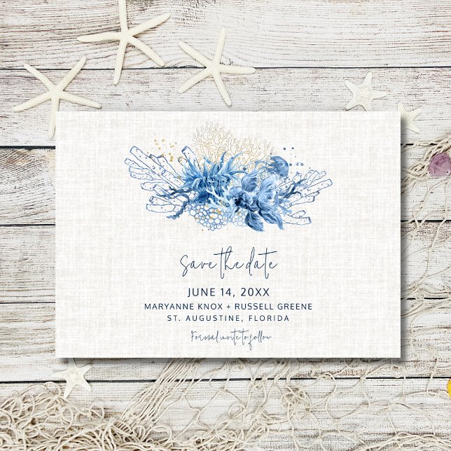 Elegant Florida Beach bröllopsfoto Spara datum Spara Datumet (Elegant Florida Beach Wedding Photo Save the Date)