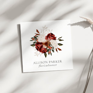 Elegant Florist Floriculturist Affärskort Fyrkantigt Visitkort