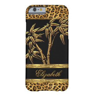 Elegant flott asiatisk svart för bambuLeopardguld Barely There iPhone 6 Fodral