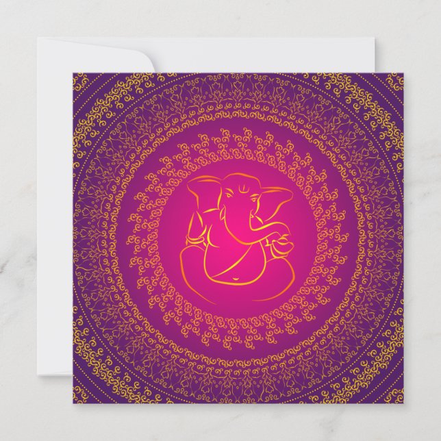 Elegant flott Ganesh indisk bröllopinbjudan Inbjudningar (Framsida)