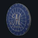 Elegant flottan & Guld Monogram Initial Namn Darttavla<br><div class="desc">Elegant Navy och Guld Monogram Initial Namn Personlig Dart Board</div>