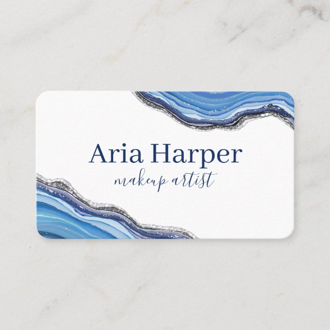 Elegant flottan och blågeode Guld Glitter Agate Visitkort (Framsida)