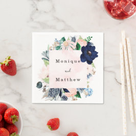 Elegant flottan och Blommigten för Rosa Bröllop Pappersservett