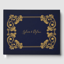 Elegant flottan och Guld Bröllop Guest Bok