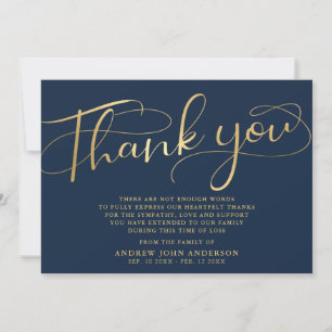 Elegant flottan och Guld Calligrafi  Tack Kort