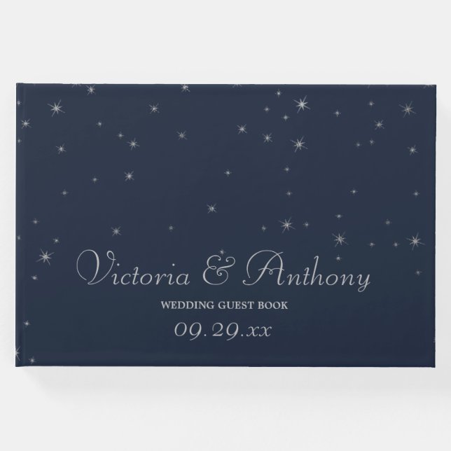Elegant flottan och Silver Fallande stjärnor Bröll Gästböcker (Framsida)