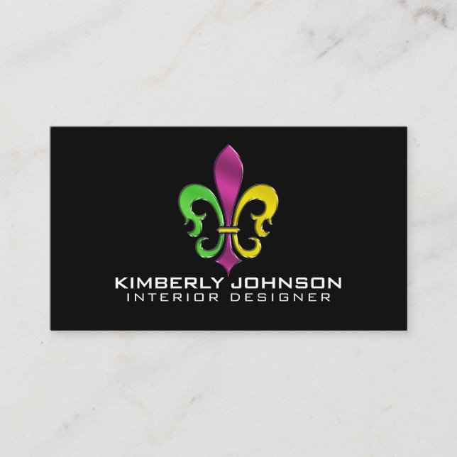 Elegant Flour De Lis Design Affärs Kort (Framsida)