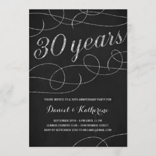Elegant Flourish 30-årsfirande Inbjudningar
