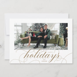 Elegant Flourish Forme Script Helgdag Photo Card Julkort