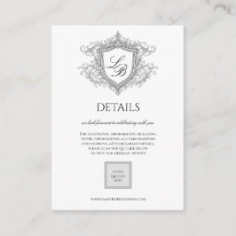 Elegant Flourish-krönta monogramdetaljer kort