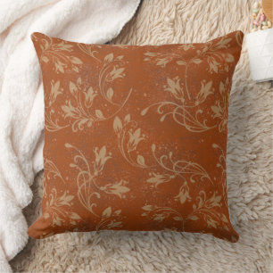 Elegant Flourish Löv Burnt Orange Grunge Kudde