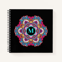 Elegant Flourish Monogram med flera Färg-mandala