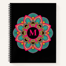 Elegant Flourish Monogram med flera Färg-mandala