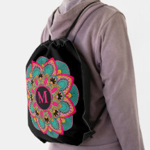 Elegant Flourish Monogram med flera Färg-mandala