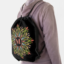 Elegant Flourish Monogram med flera Färg-mandala