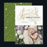 Elegant Flourish Photo Season hälsningar Julkort<br><div class="desc">Säsongens hälsningar | Skicka din varma önskemål till familj och vänner med det här anpassadets fotokort för helgdag. Den har visuell kalligrafi. Anpassa genom att lägga till information. Det här helgdag finns på andra anpassningsbar.</div>