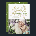 Elegant Flourish Photo Season hälsningar Julkort<br><div class="desc">Säsongens hälsningar | Skicka din varma önskemål till familj och vänner med det här anpassadets fotokort för helgdag. Den har visuell kalligrafi. Anpassa genom att lägga till information. Det här helgdag finns på andra anpassningsbar.</div>