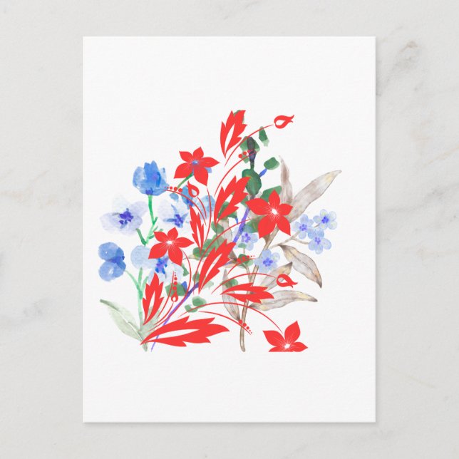 Elegant Flower and Leaves Artwork | Minimal  Vykort (Framsida)