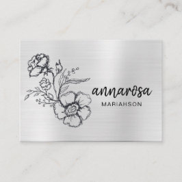 *~* Elegant Flower Blommigt Silver LOGOTYP PHOTO Q Visitkort