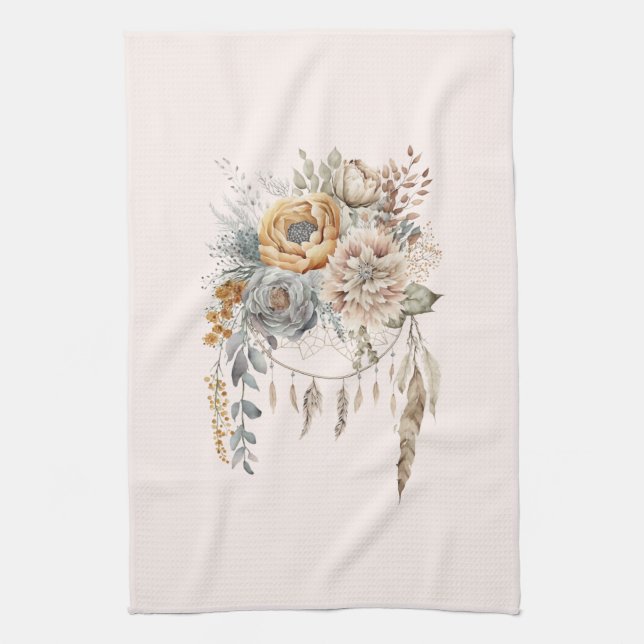 Elegant Flower Bouquet med Dreamcatcher Kökshandduk (Vertikal)