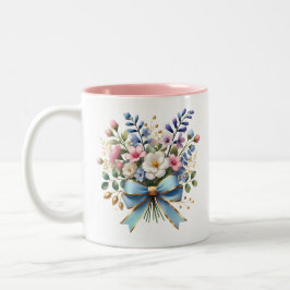 Elegant Flower Coffee Cup Gift for Her Två-Tonad Mugg