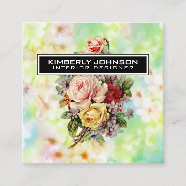 Elegant Flower Design minimalistisk redigerbar aff Fyrkantigt Visitkort (Framsida)