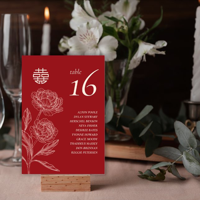 Elegant Flower Dubbla Xi Guest Namn Bordsnummer (Elegant Flower Double Xi Guest Names Table Number)