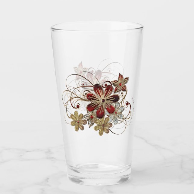 Elegant Flower Gems Ruby Diamond Drinking Glaskopp (Framsida)