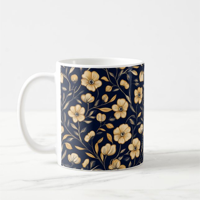 Elegant Flower Guld Mönster Kaffemugg (Vänster)