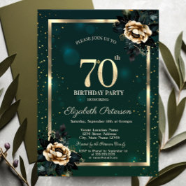 Elegant Flower Guld Stars Grönt 70:e Ram Inbjudningar