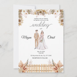 Elegant flower summer wedding inbjudningar