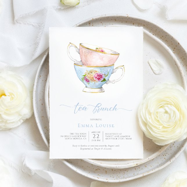 Elegant Flower Tea Kopp med Flowers Tea Brunch Inbjudningar (Skapare uppladdad)