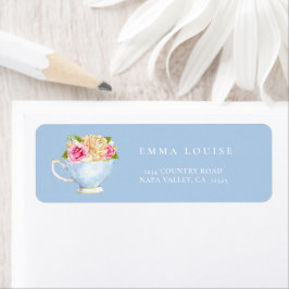 Elegant Flower Tea Möhippa Brunch Address Label Returadress Etikett