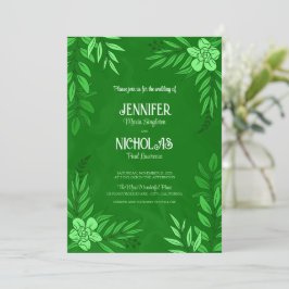 Elegant Flowers and Löv Ornaments for Bröllop Inbjudningar